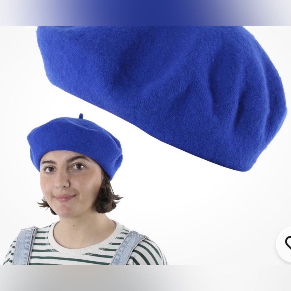 Vintage Aria Lambswool Beret Blue - Picture 2 of 7